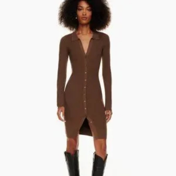 New Aritzia Wilfred Cove Knit Dress in Cognac in Size Small - Picture 1 of 4